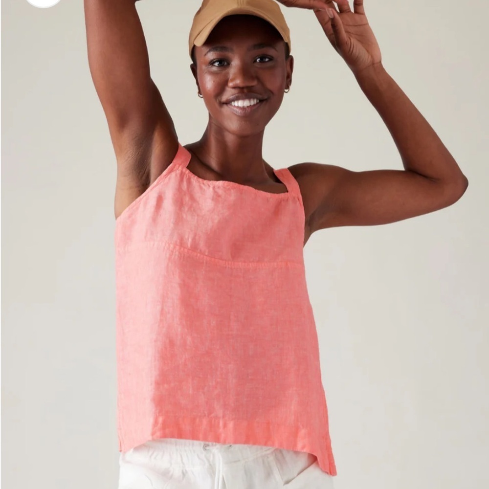 Athleta Women Voyager Tank‎ Linen Tank Top Orange size Small.